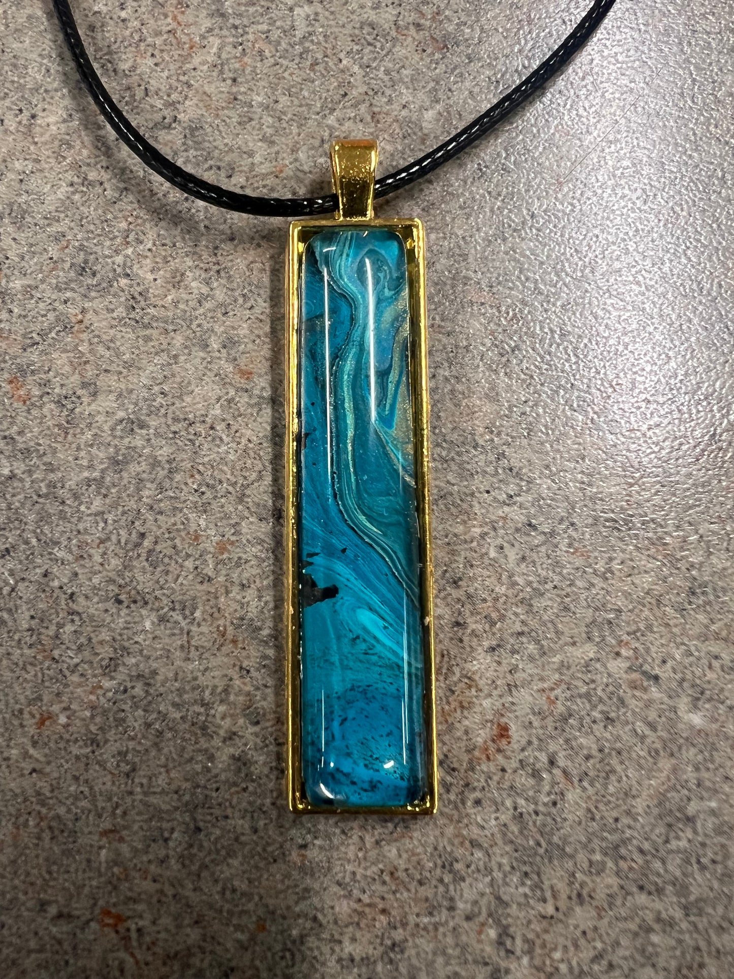 Handmade Acrylic Paint Skin Necklace - 24" Pendant Necklace with Unique Fluid Art Design