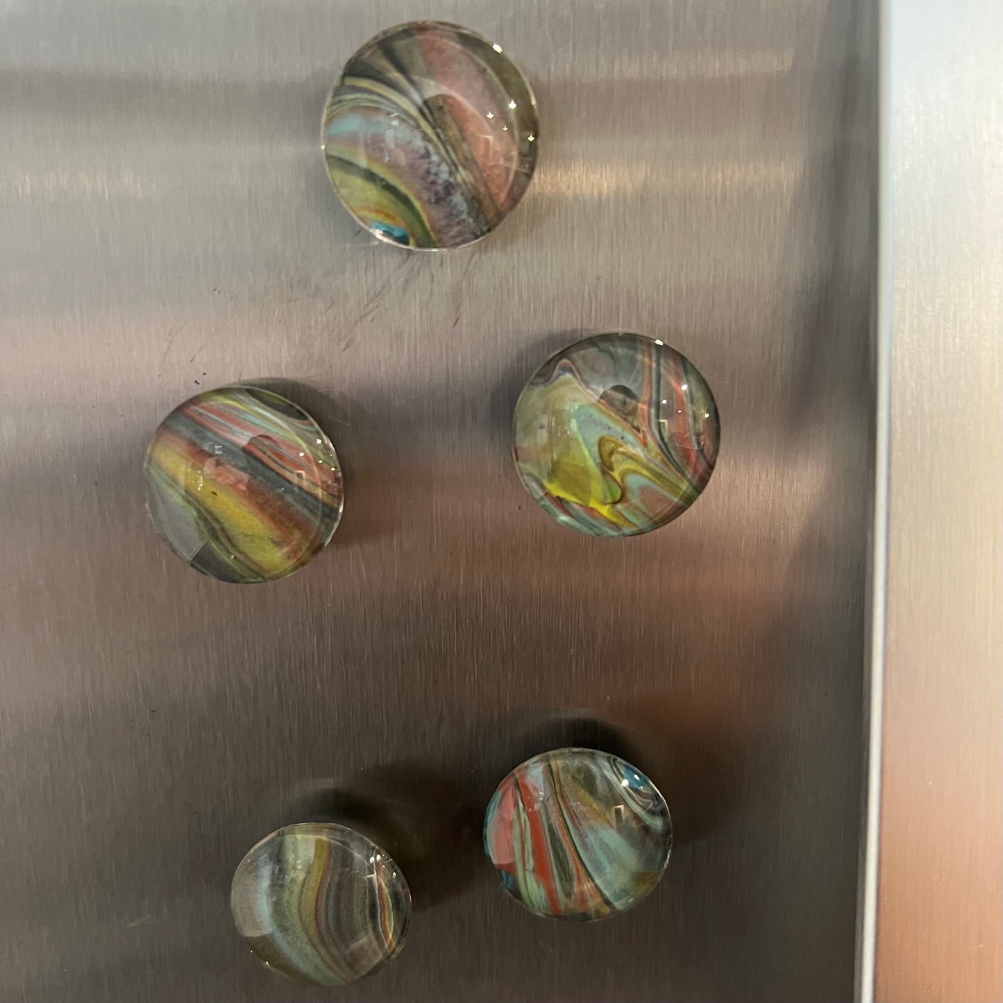 Handmade 18mm Glass Cabochon Magnets Set of 5 Acrylic Pour Art Skins Unique Fridge Decor Locket Accessories Office Magnets Gift Set