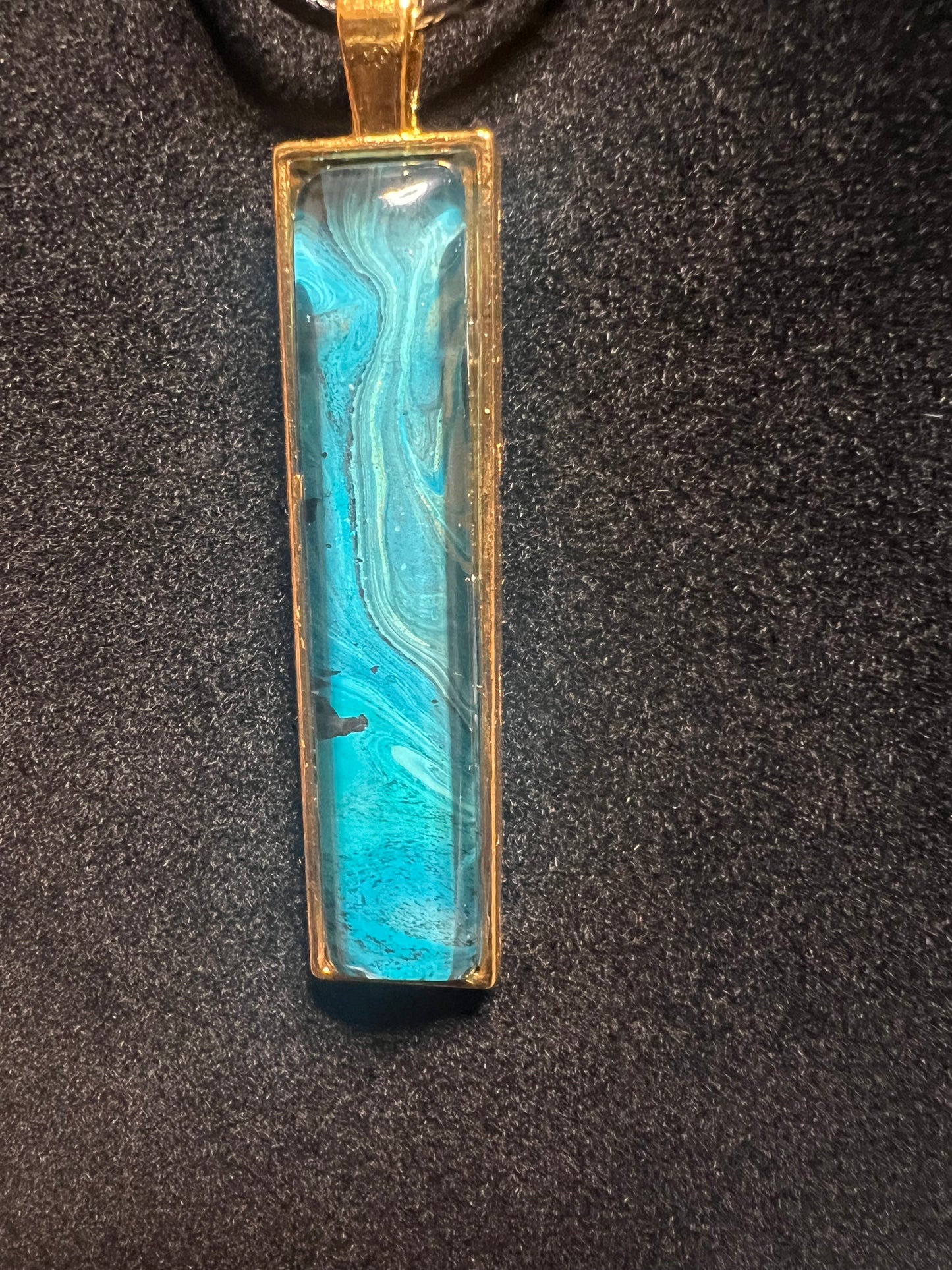 Handmade Acrylic Paint Skin Necklace - 24" Pendant Necklace with Unique Fluid Art Design