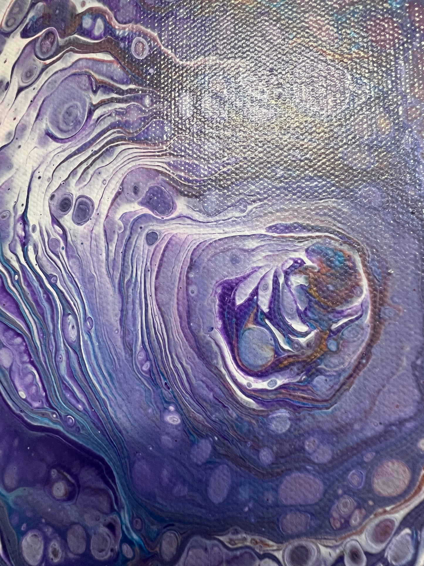 Cosmic Whirlpool – 8x8 Acrylic Pour Painting on Gallery Wrapped Canvas – Unique Abstract Fluid Art