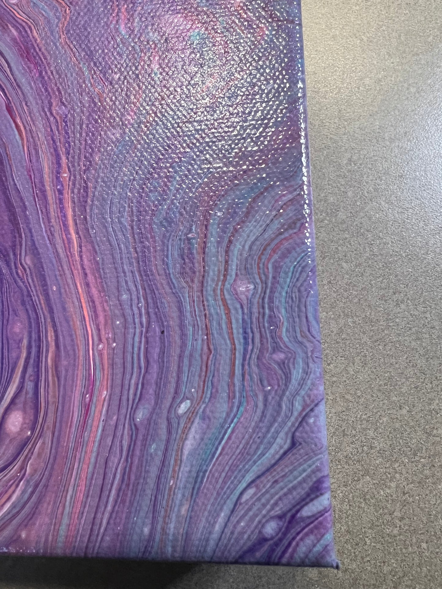 Lavender Dreamscape – 8x8 Acrylic Pour Painting on Gallery Wrapped Canvas – Unique Abstract Fluid Art