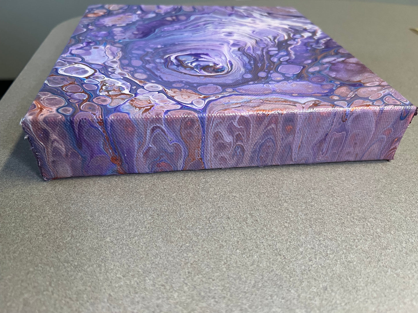 Cosmic Whirlpool – 8x8 Acrylic Pour Painting on Gallery Wrapped Canvas – Unique Abstract Fluid Art
