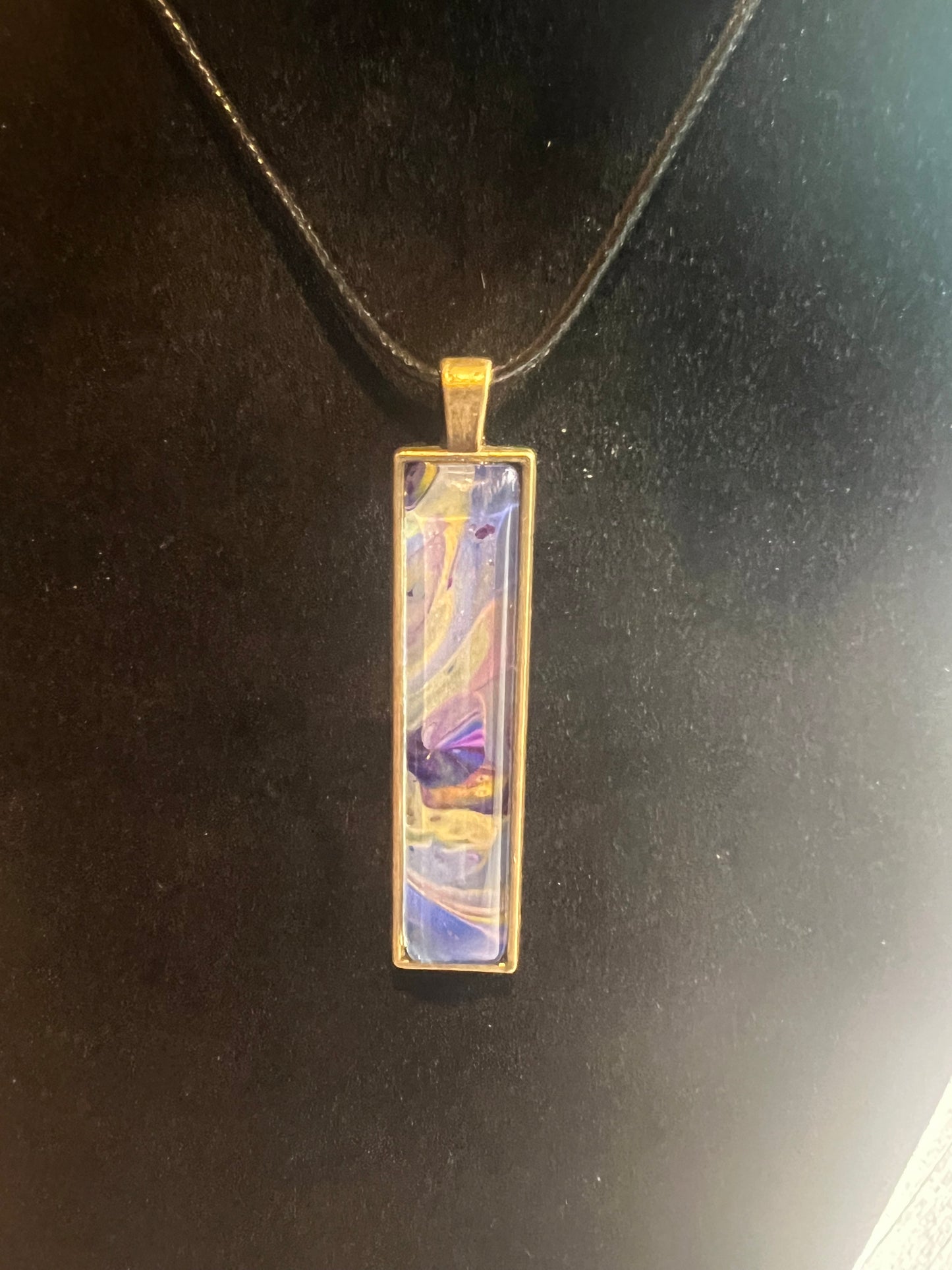 Handmade Acrylic Paint Skin Necklace - 24" Pendant Necklace with Unique Fluid Art Design
