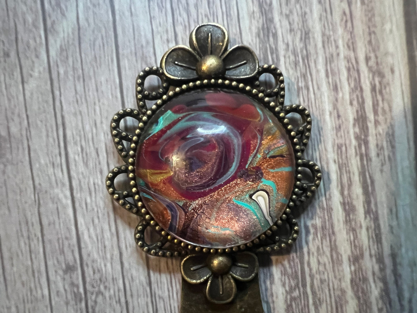 Handcrafted Bookmark with Acrylic Paint Skin Design - Unique Metal Bookmark for Book Lovers, Gift for Readers, Handmade Art Bookmark