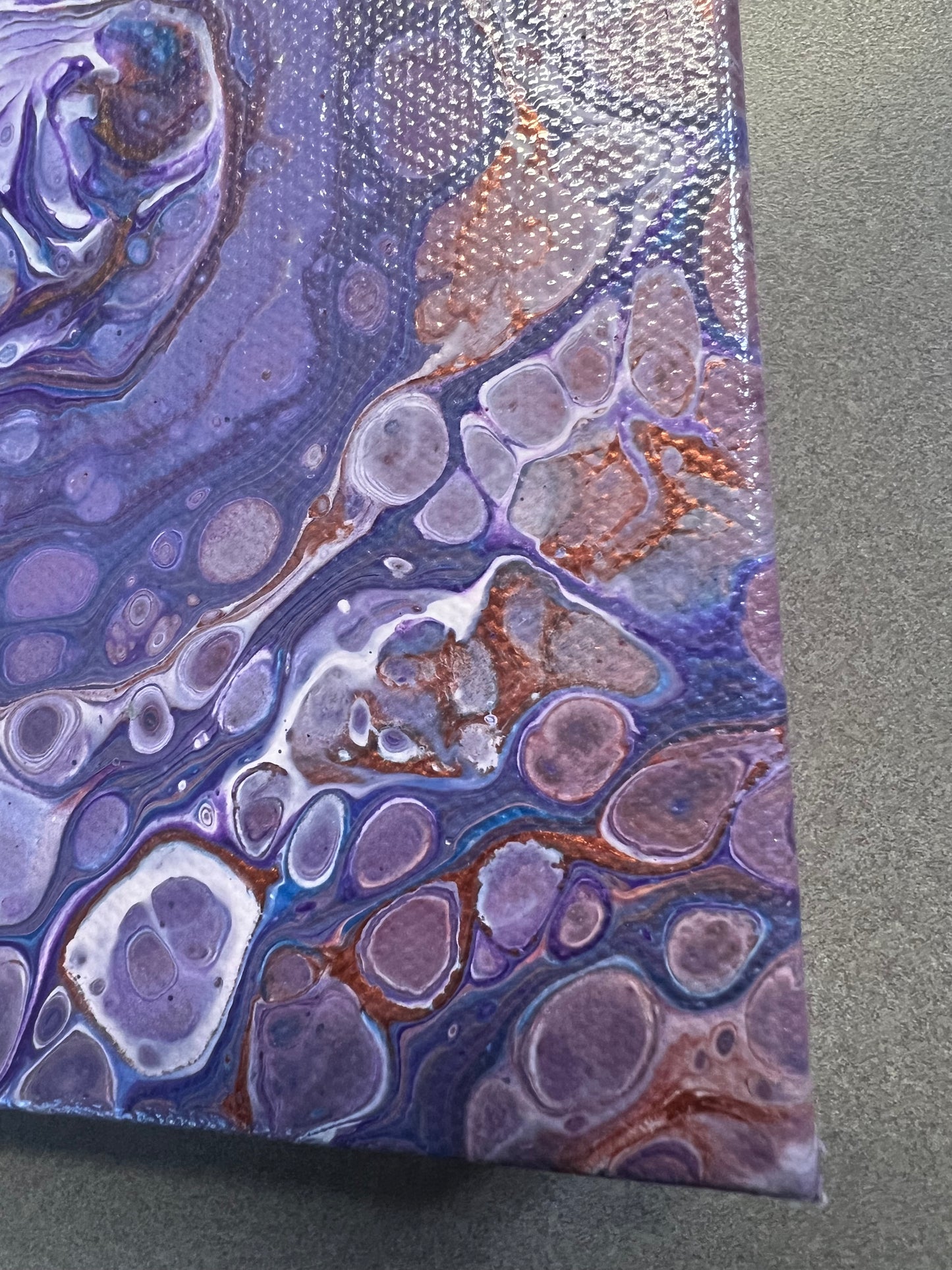 Cosmic Whirlpool – 8x8 Acrylic Pour Painting on Gallery Wrapped Canvas – Unique Abstract Fluid Art