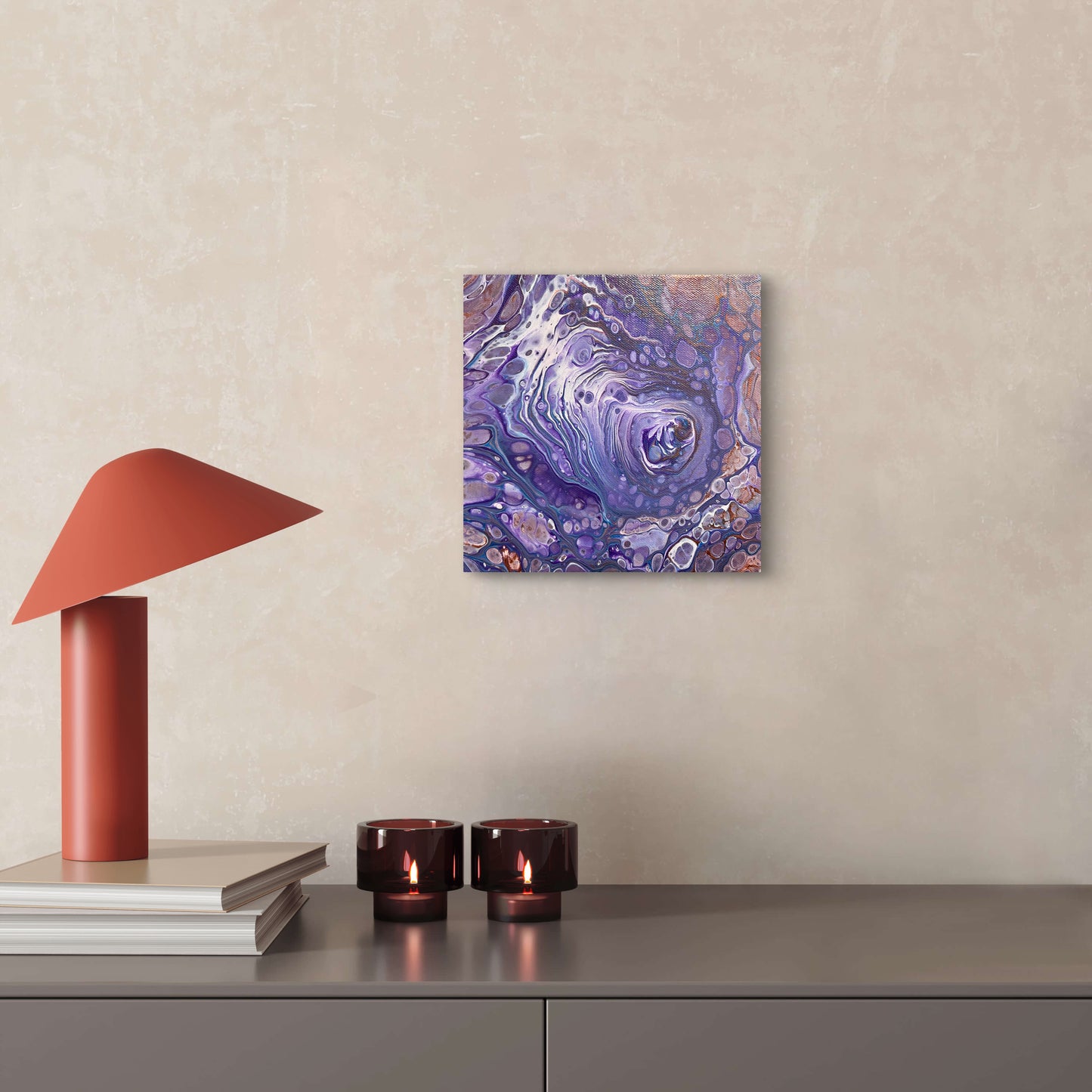 Cosmic Whirlpool – 8x8 Acrylic Pour Painting on Gallery Wrapped Canvas – Unique Abstract Fluid Art