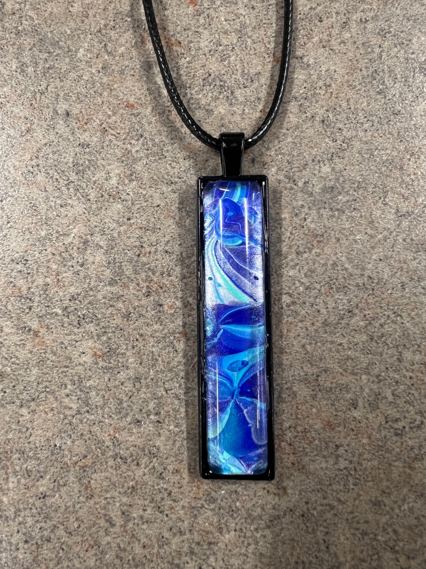 Handmade Acrylic Paint Skin Necklace - 24" Pendant Necklace with Unique Fluid Art Design