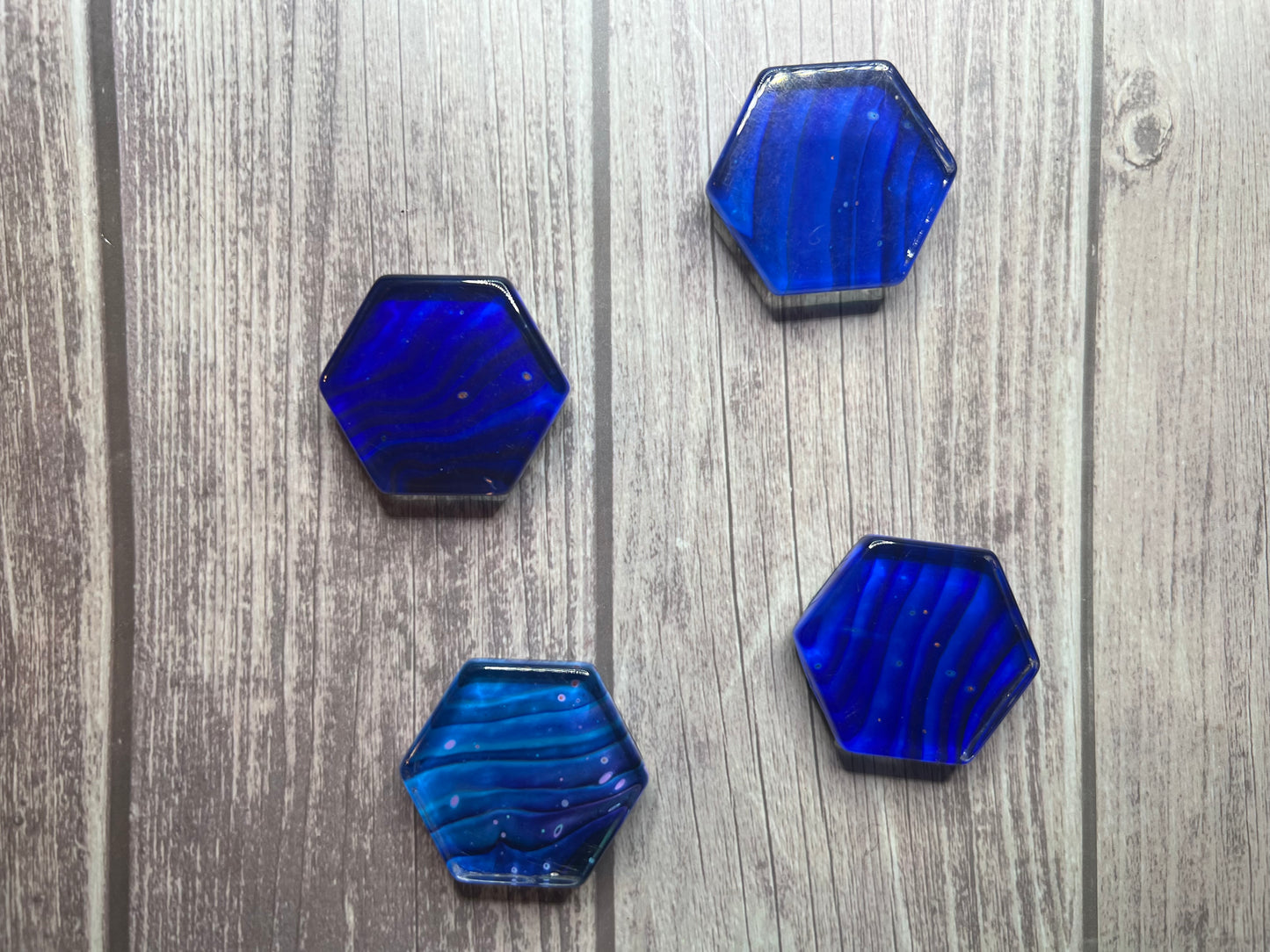 Handmade Hexagon Cabochon Magnets Set of 4 Acrylic Pour Art Skins Unique Fridge Decor Locket Accessories Office Magnets Gift Set