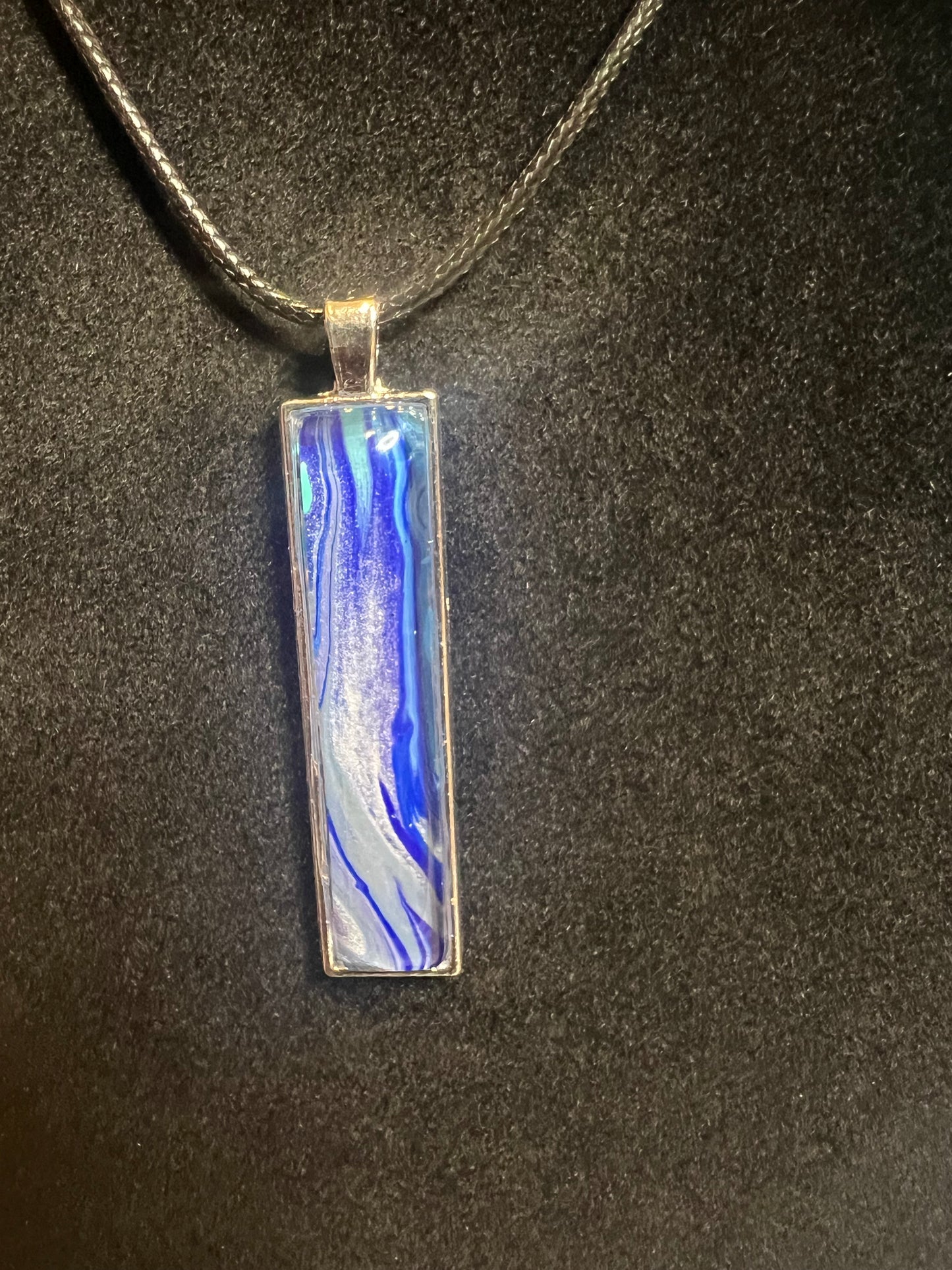 Handmade Acrylic Paint Skin Necklace - 24" Pendant Necklace with Unique Fluid Art Design