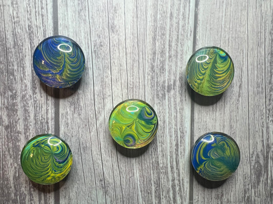 Handmade 18mm Glass Cabochon Magnets Set of 5 Acrylic Pour Art Skins Unique Fridge Decor Locket Accessories Office Magnets Gift Set