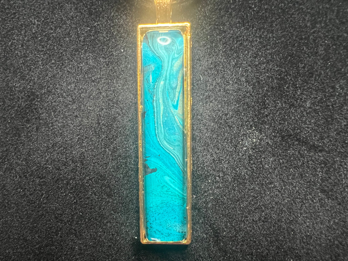 Handmade Acrylic Paint Skin Necklace - 24" Pendant Necklace with Unique Fluid Art Design