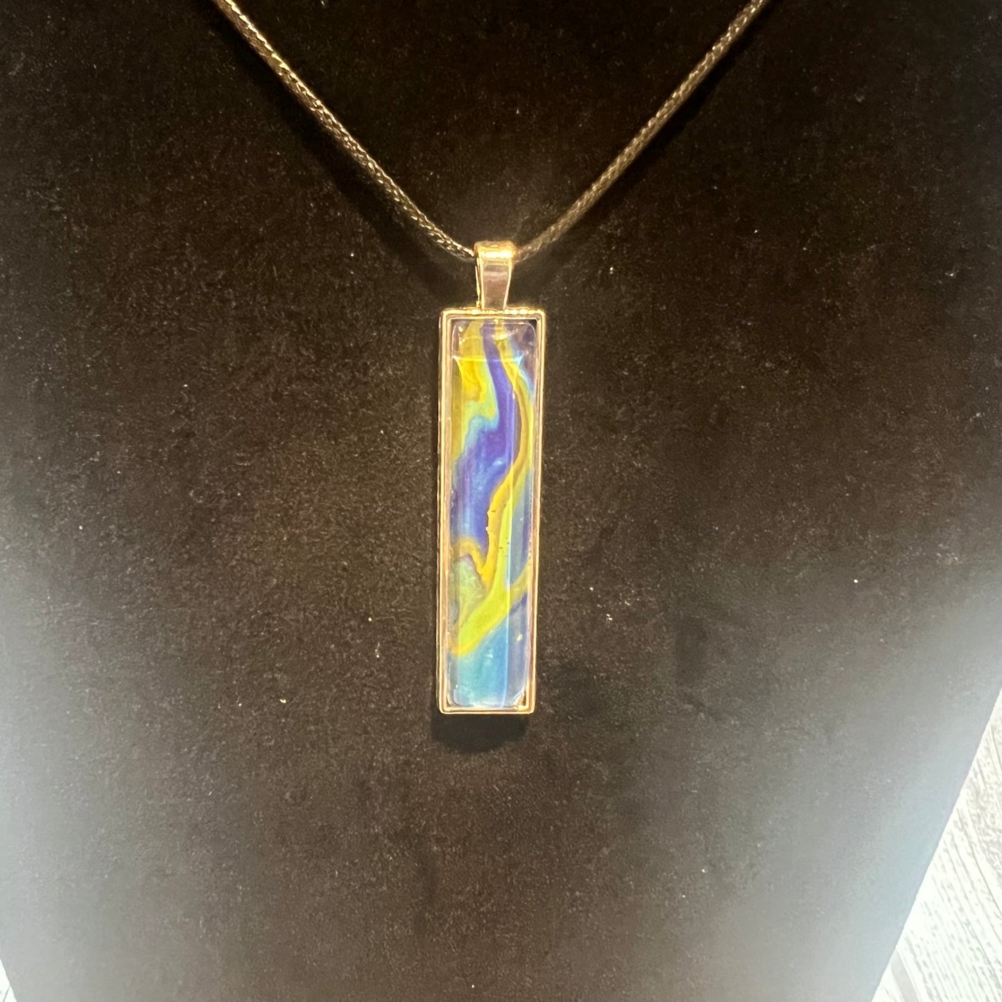 Handmade Acrylic Paint Skin Necklace - 24" Pendant Necklace with Unique Fluid Art Design