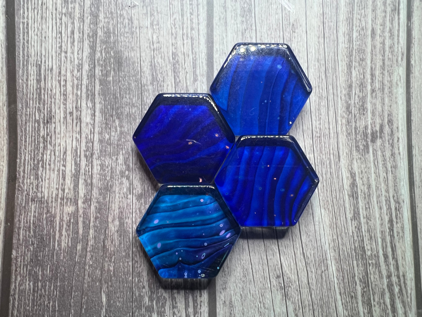 Handmade Hexagon Cabochon Magnets Set of 4 Acrylic Pour Art Skins Unique Fridge Decor Locket Accessories Office Magnets Gift Set