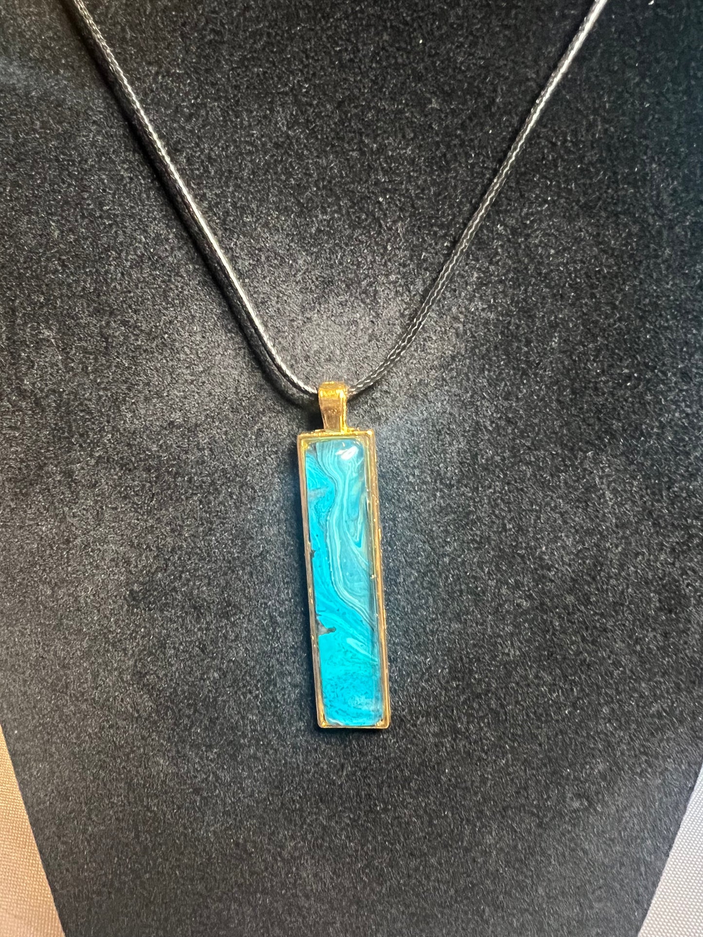 Handmade Acrylic Paint Skin Necklace - 24" Pendant Necklace with Unique Fluid Art Design
