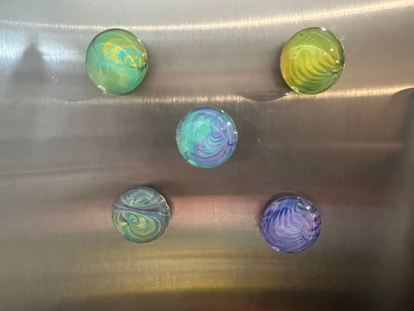 Handmade 18mm Glass Cabochon Magnets Set of 5 Acrylic Pour Art Skins Unique Fridge Decor Locket Accessories Office Magnets Gift Set
