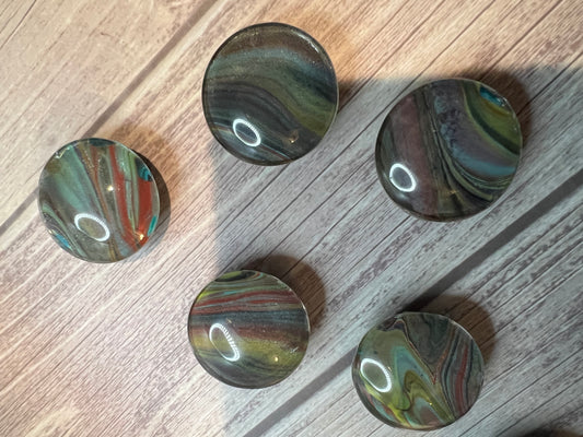 Handmade 18mm Glass Cabochon Magnets Set of 5 Acrylic Pour Art Skins Unique Fridge Decor Locket Accessories Office Magnets Gift Set