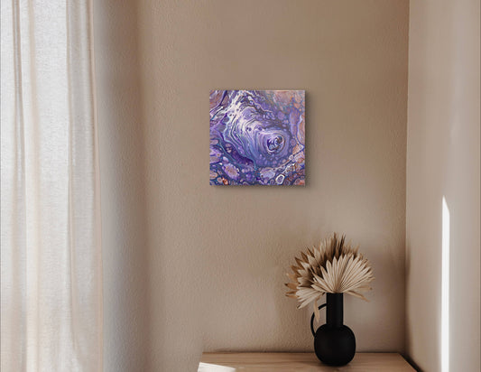 Cosmic Whirlpool – 8x8 Acrylic Pour Painting on Gallery Wrapped Canvas – Unique Abstract Fluid Art