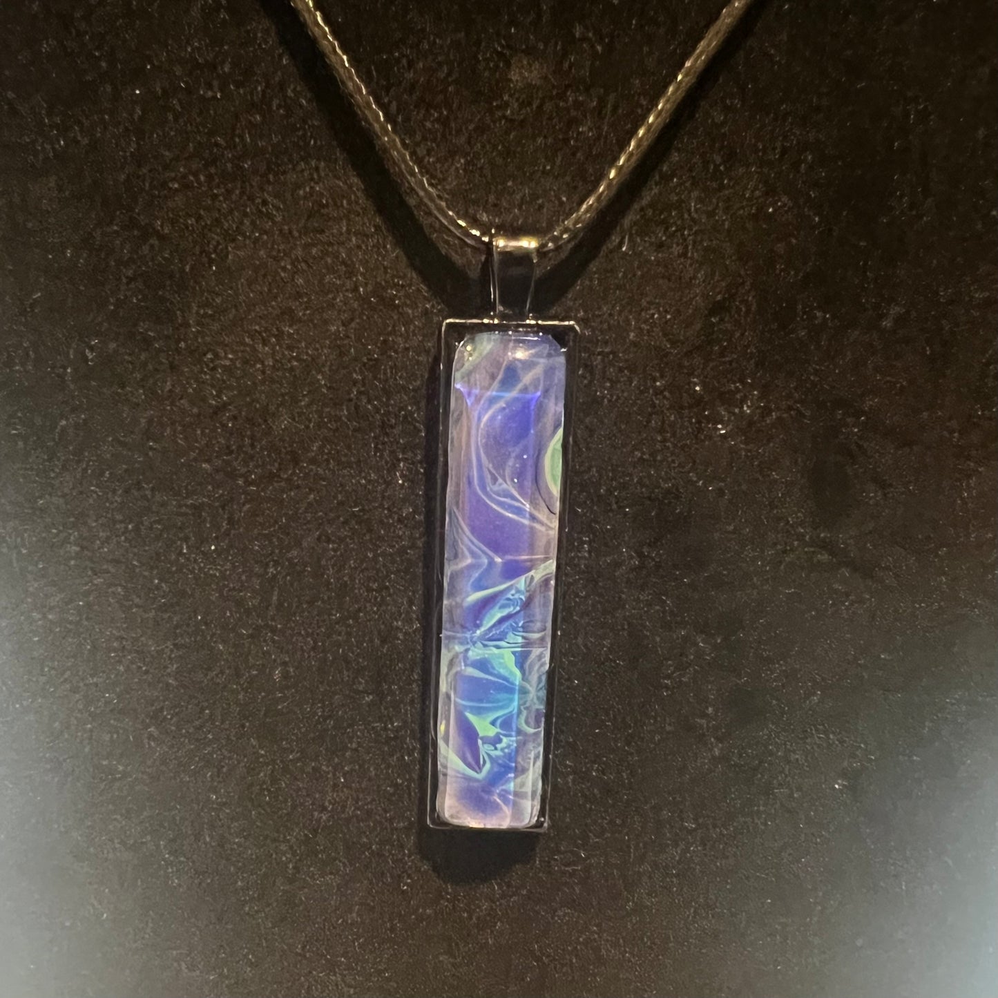 Handmade Acrylic Paint Skin Necklace - 24" Pendant Necklace with Unique Fluid Art Design