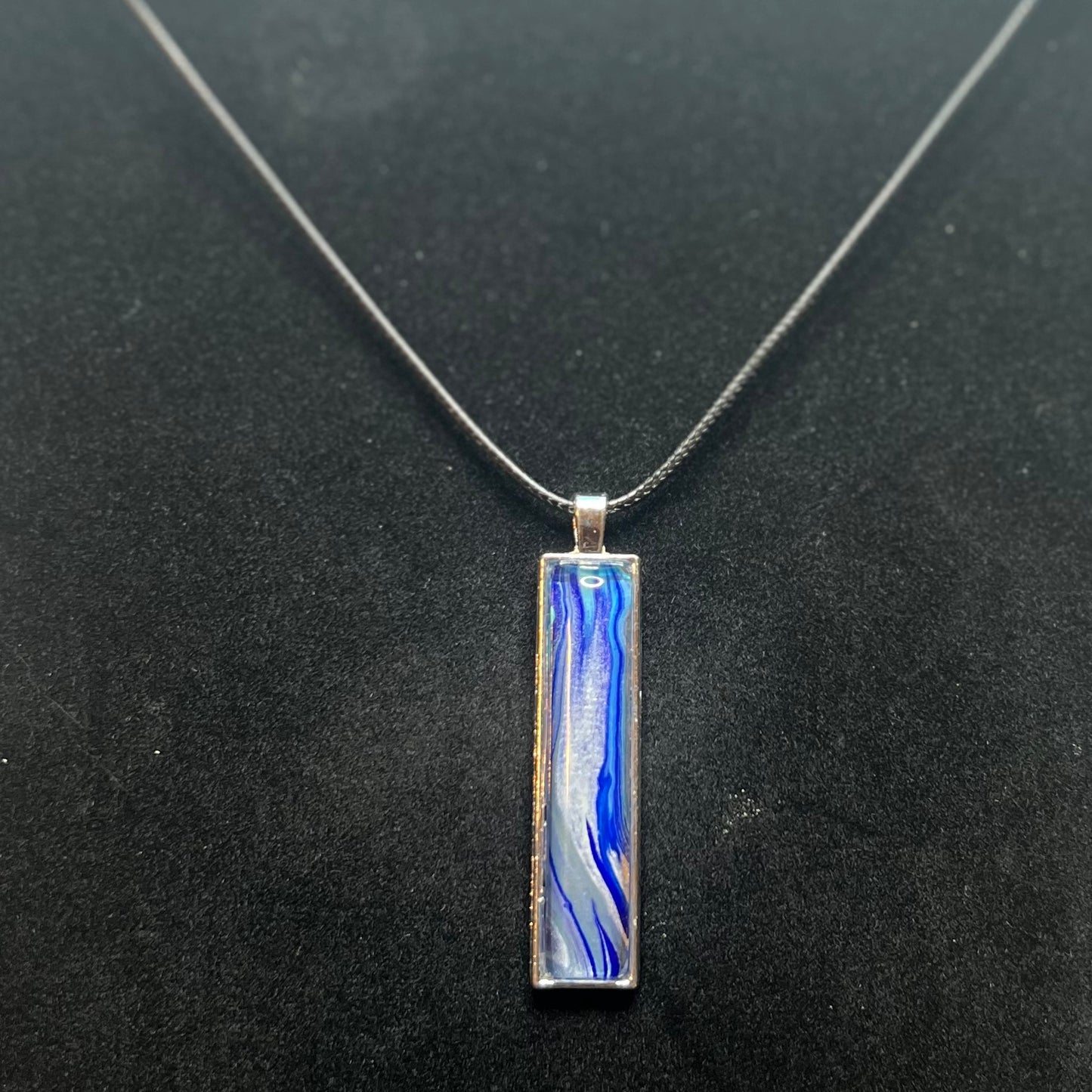 Handmade Acrylic Paint Skin Necklace - 24" Pendant Necklace with Unique Fluid Art Design