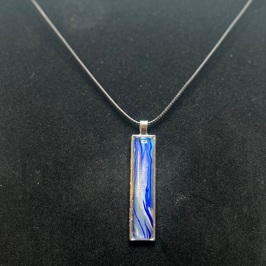 Handmade Acrylic Paint Skin Necklace - 24" Pendant Necklace with Unique Fluid Art Design