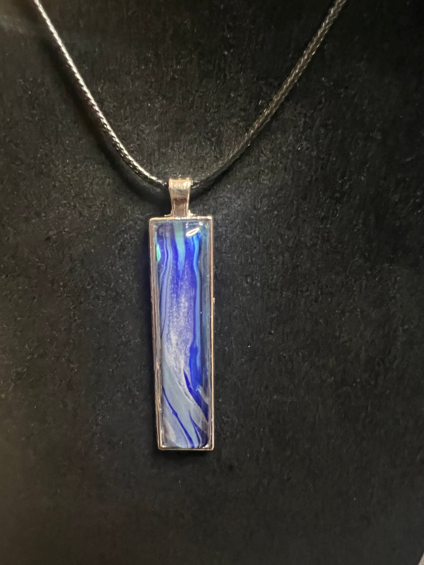 Handmade Acrylic Paint Skin Necklace - 24" Pendant Necklace with Unique Fluid Art Design