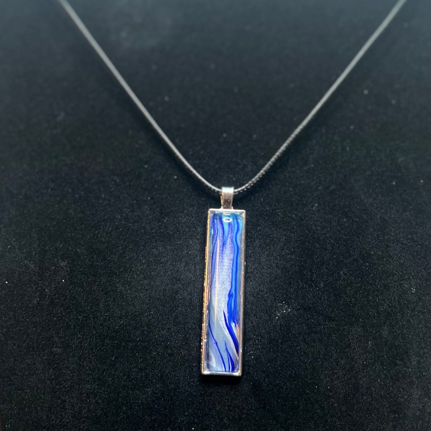 Handmade Acrylic Paint Skin Necklace - 24" Pendant Necklace with Unique Fluid Art Design