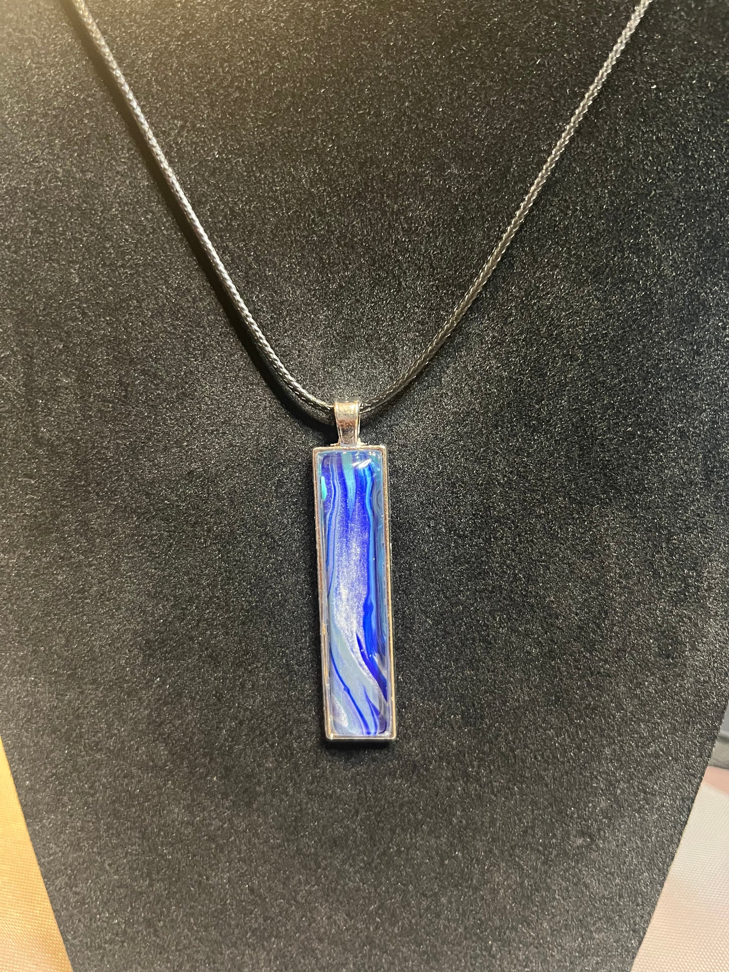 Handmade Acrylic Paint Skin Necklace - 24" Pendant Necklace with Unique Fluid Art Design