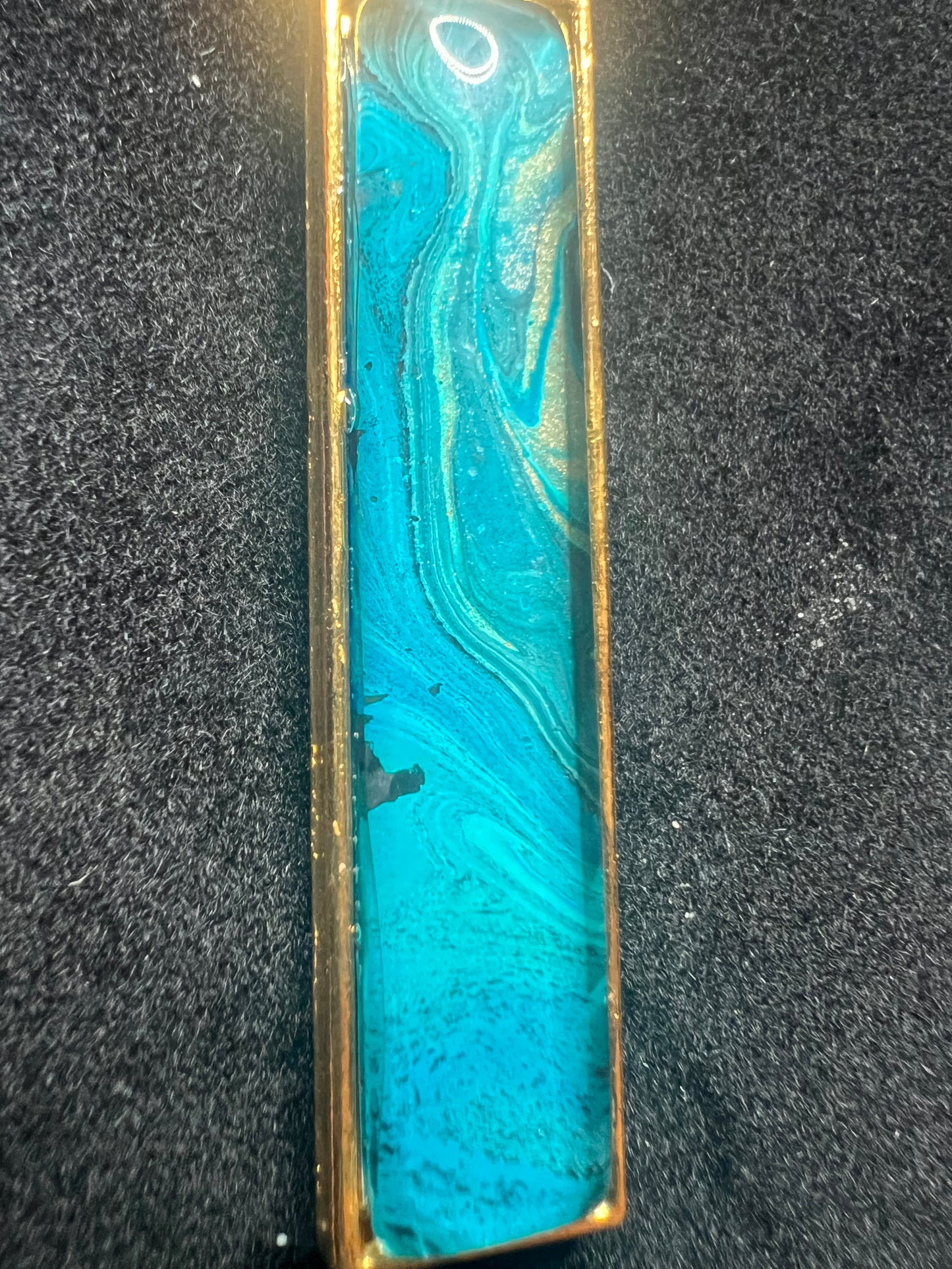 Handmade Acrylic Paint Skin Necklace - 24" Pendant Necklace with Unique Fluid Art Design
